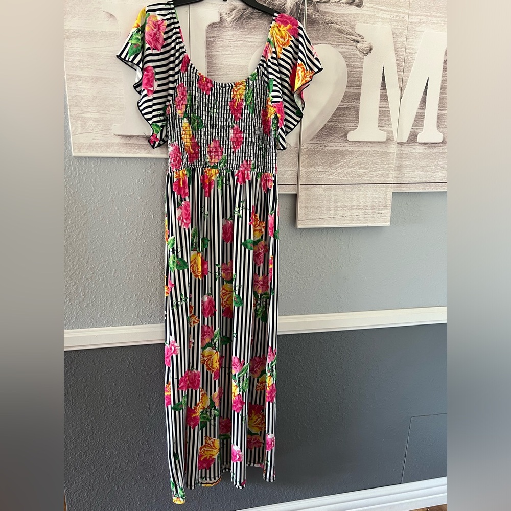 Maxi Dress by MAGIC -Striped Floral -Sz L